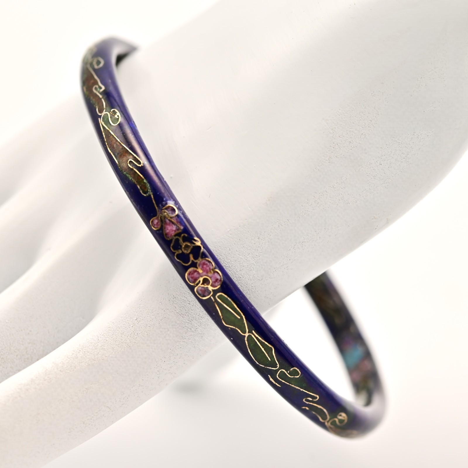 Chinese Vintage Original Enamel Cloisonne Asian Champleve Estate Bangle Bracelet