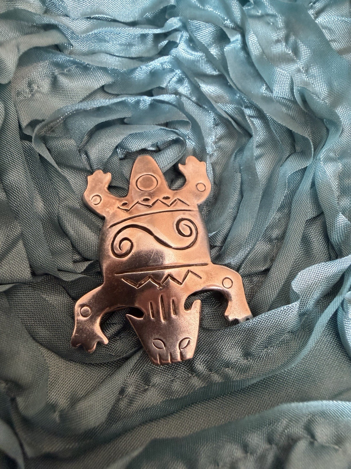 Vintage Forbes 925 Sterling Silver Frog Brooch Pin Southwestern Tribal Artisan