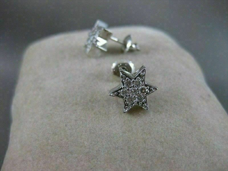 ANTIQUE .50CTW DIAMOND STAR CLUSTER 14K WHITE GOLD POST EARRINGS FG VVS/VS #5272