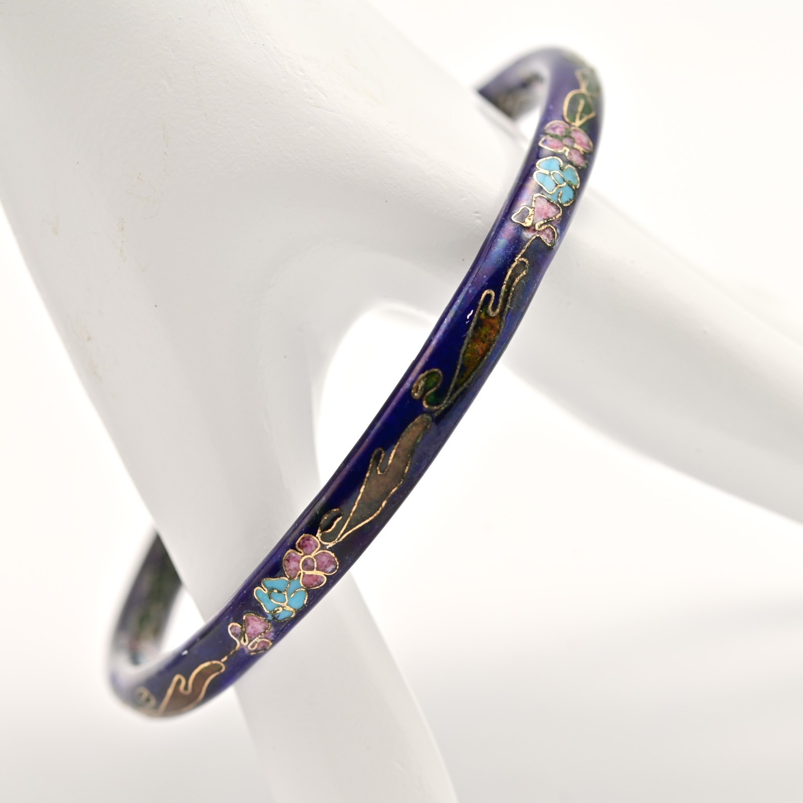 Chinese Vintage Original Enamel Cloisonne Asian Champleve Estate Bangle Bracelet
