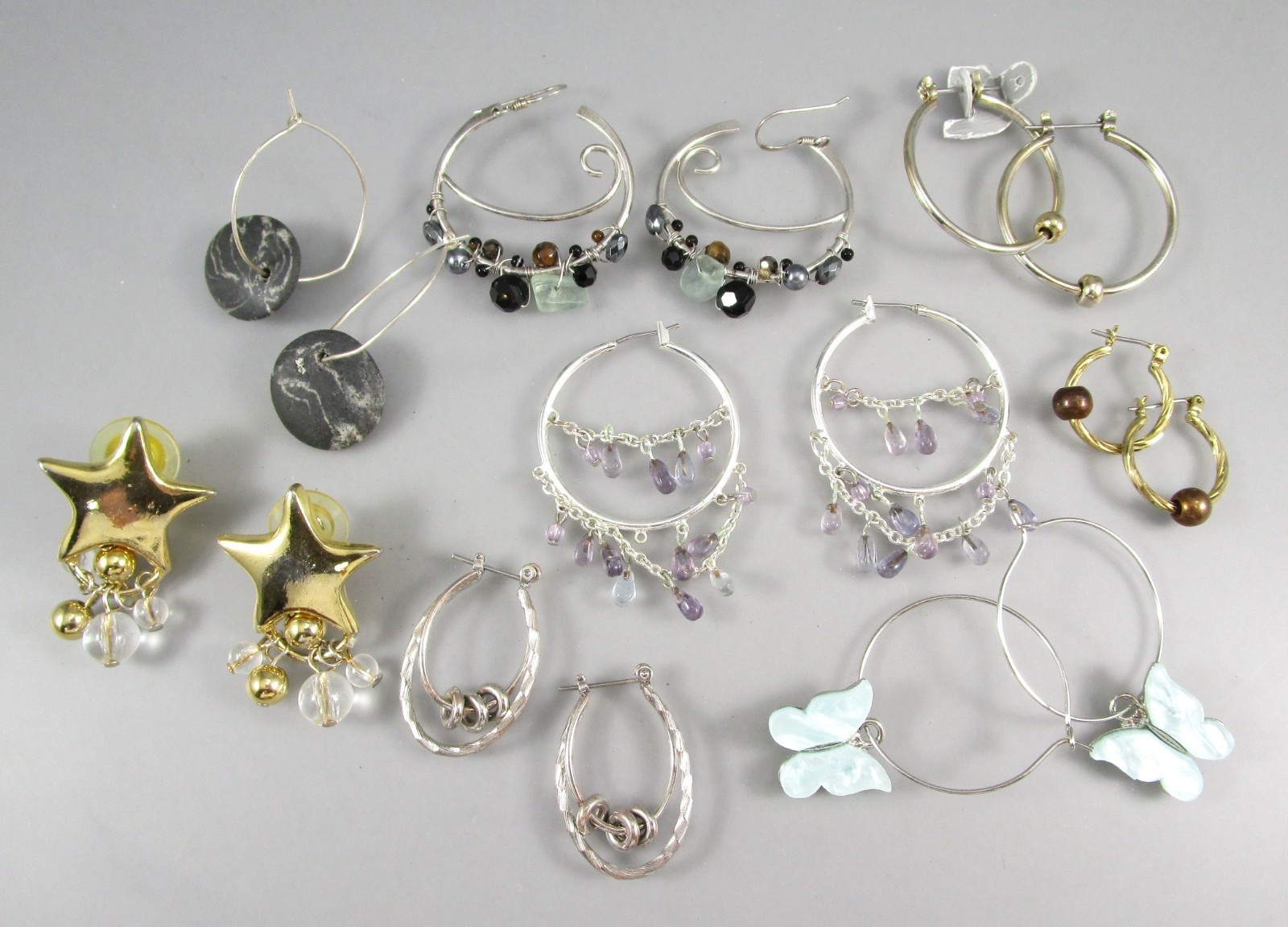 Vtg Mod Retro Gold Tone Multi Styles LOT 8 Post Pierced Earrings 177e
