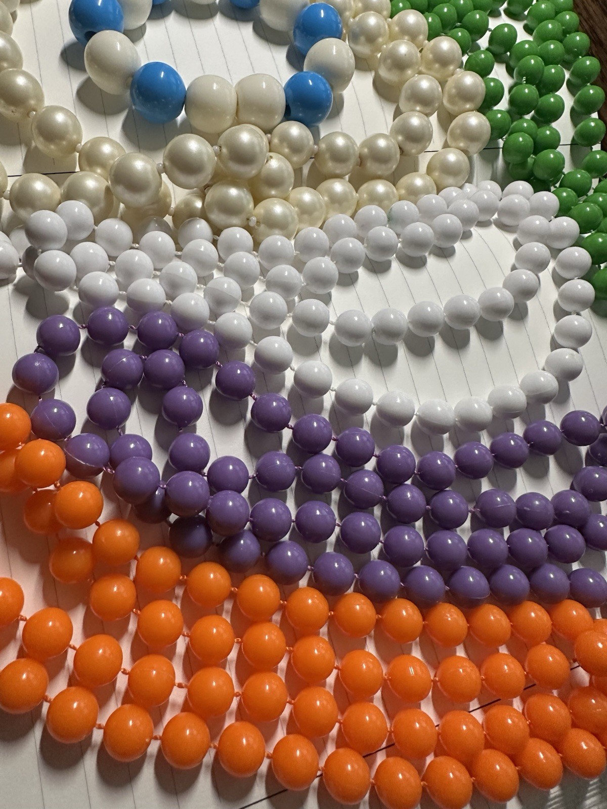 Vintage Lot Purple Orange Green Pearl White Acrylic Bead 6 Necklaces 1 Bracelet