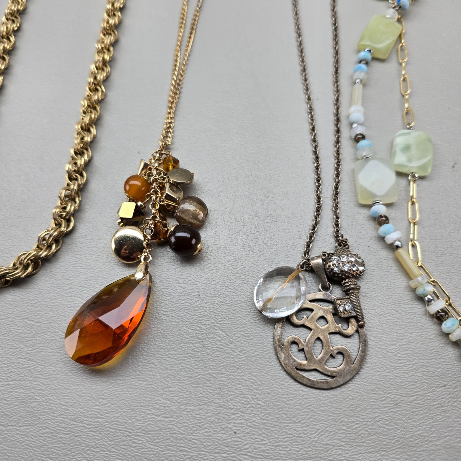 Vintage Necklace Lot Gold Tone Silver Tone Beaded Statement Jewelry Mixed