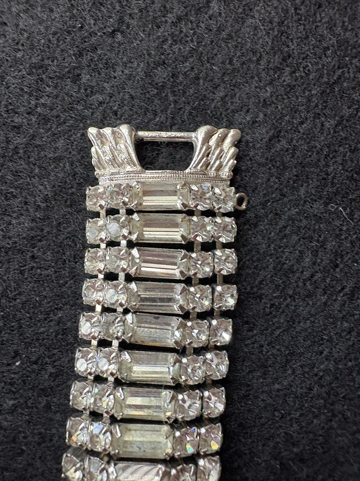 Vintage Wide Clear Rhinestone Bracelet Statement