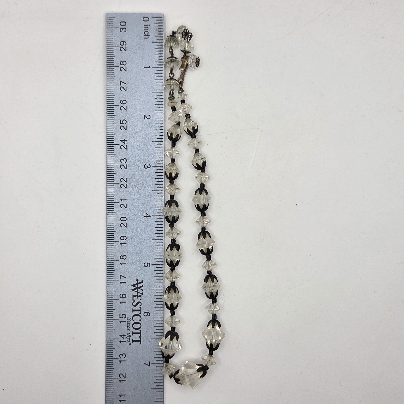 Vintage Signed Laguna Necklace With Faceted Crystals 15″ Choker