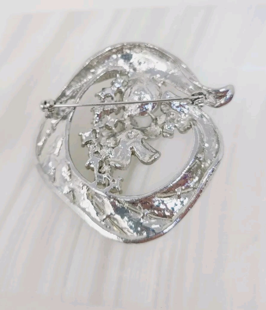 Vintage Clear Glass Rhinestone Pin Brooch Earrings Jewelry Set 3 Pc