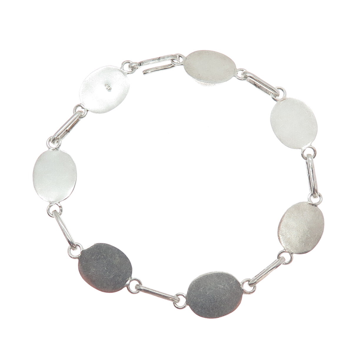 925 Sterling Silver Vintage Real Larimar Station Bar Link Bracelet 7.25″