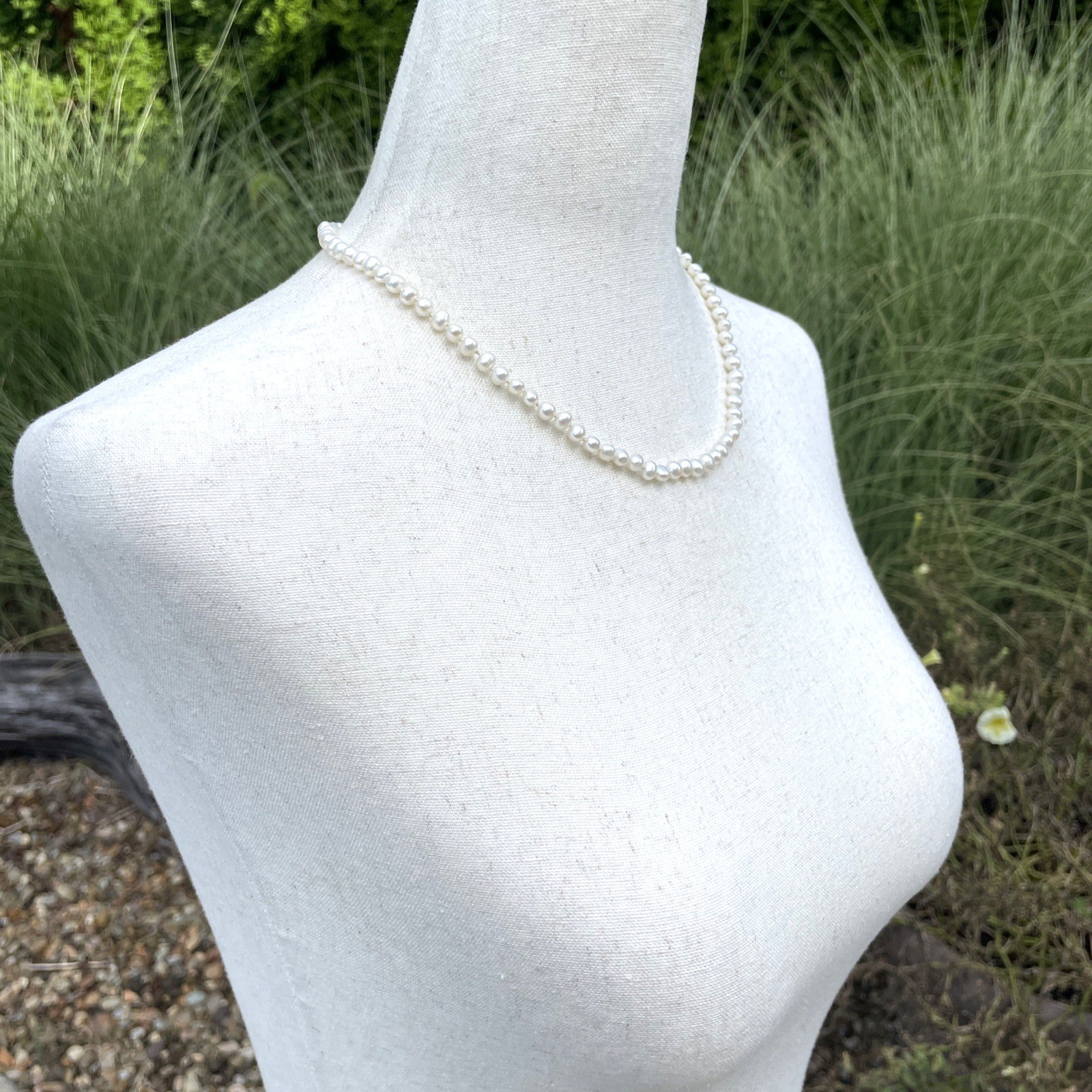 Vintage JC LIND Signed 14KGE Cultured Pearl Hand Knotted 18 3/4” Necklace