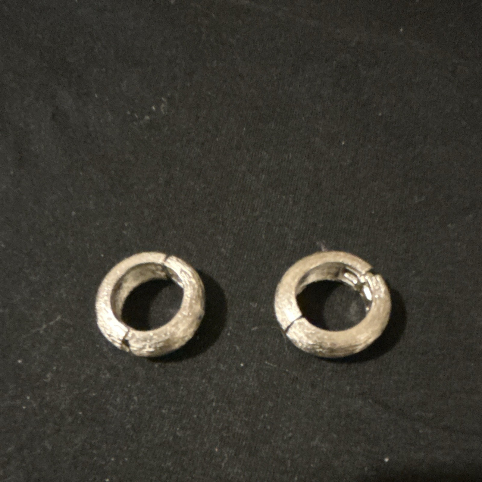 Unsigned Silver-Tone Huggie Hoop Clip-on Earrings | Brushed Twisted Texture