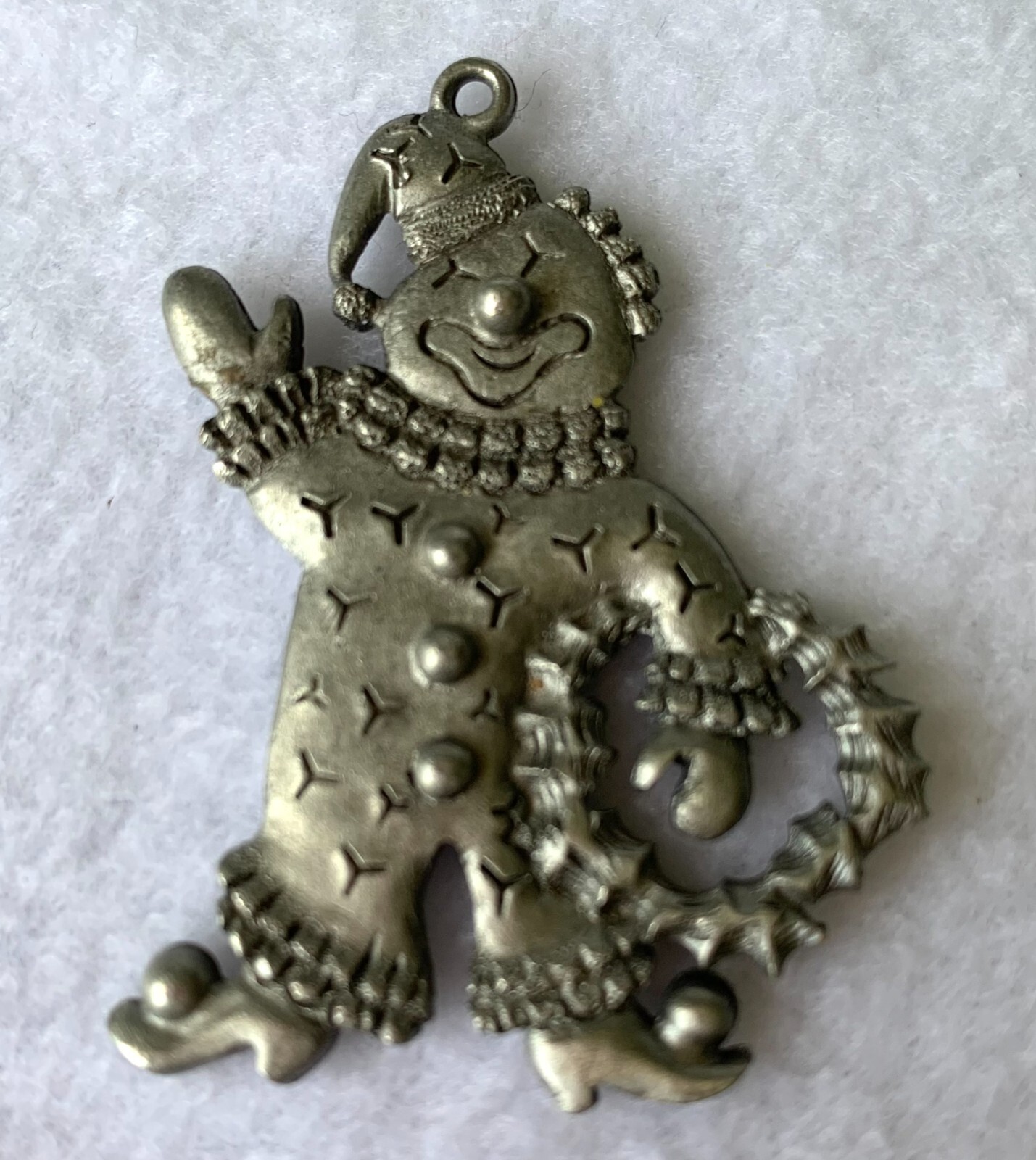 Clown Pendant Vintage 1987 Signed SP Silver Pewter Color 2” tall Funny or Creepy