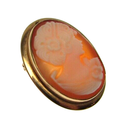 A&Z Hayward 1/20 14K Gold Filled Cameo Brooch Pin/Necklace Charm 1 1/4″