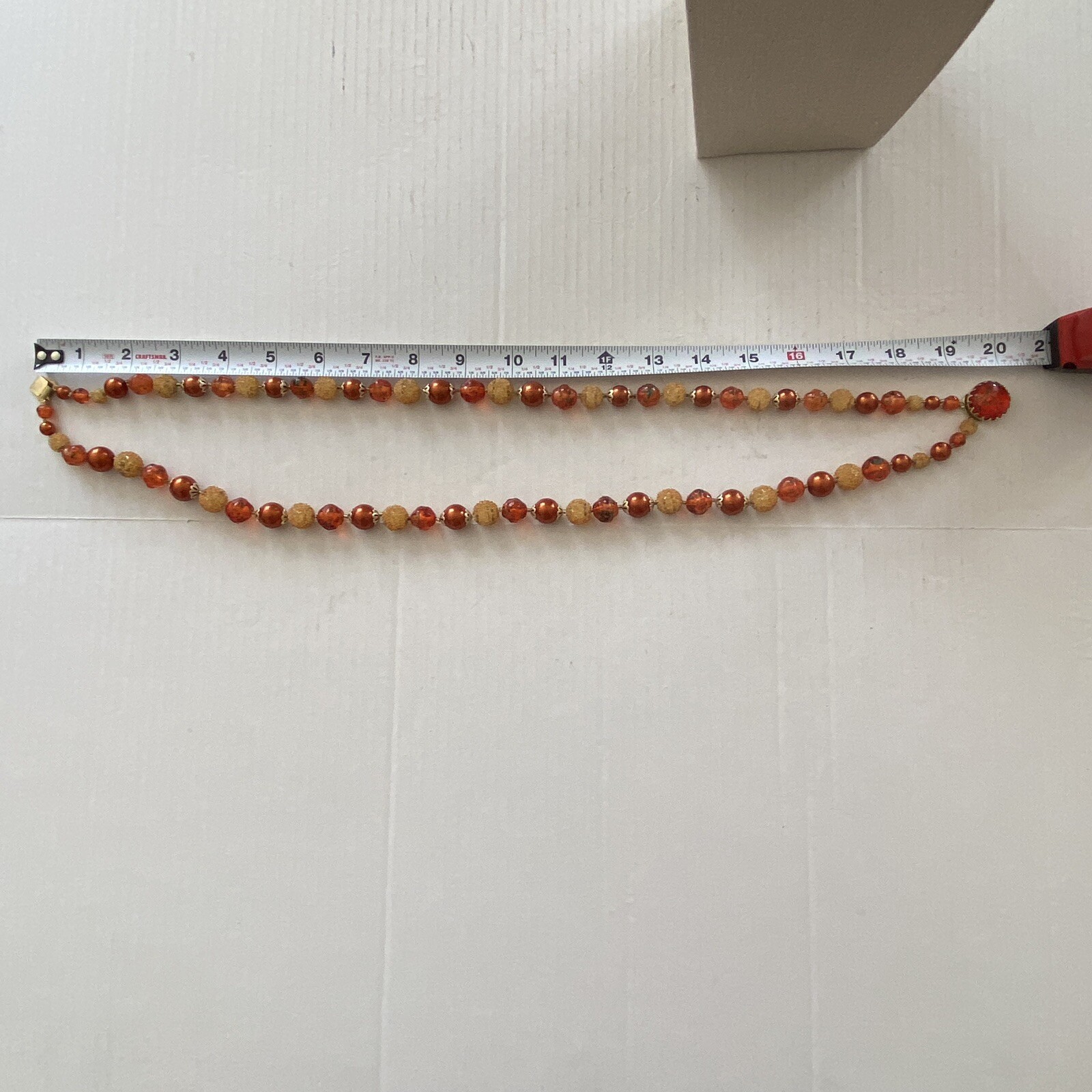 Vintage 20″ Bead Necklace Double Strand Copper Color Sugar Autumn Fall Colors