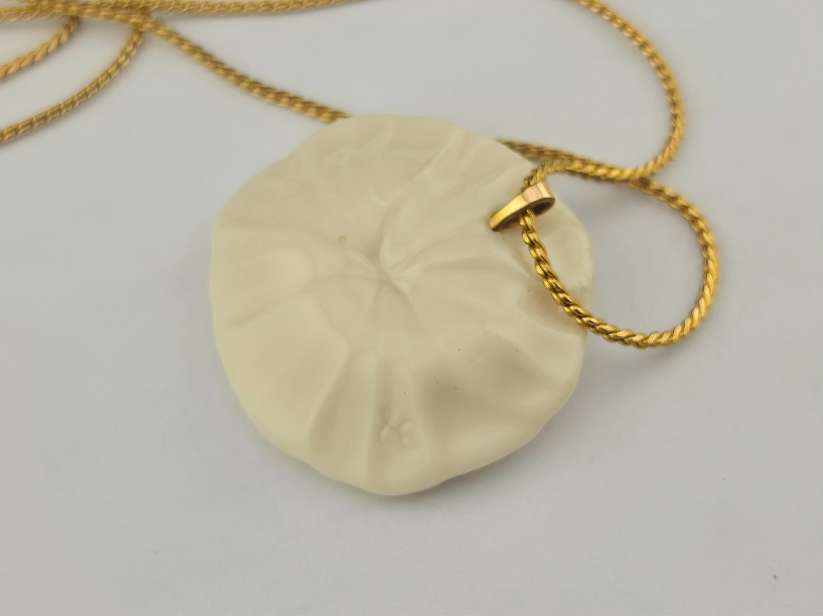 Vintage Lenox Fine China Poppy Pendant 24″ Gold Filled Snake Chain Necklace