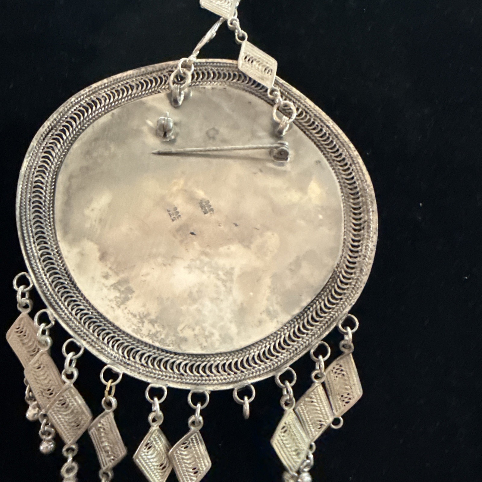Antique Yemenite Roman Glass Necklace Sterling Silver See Notes