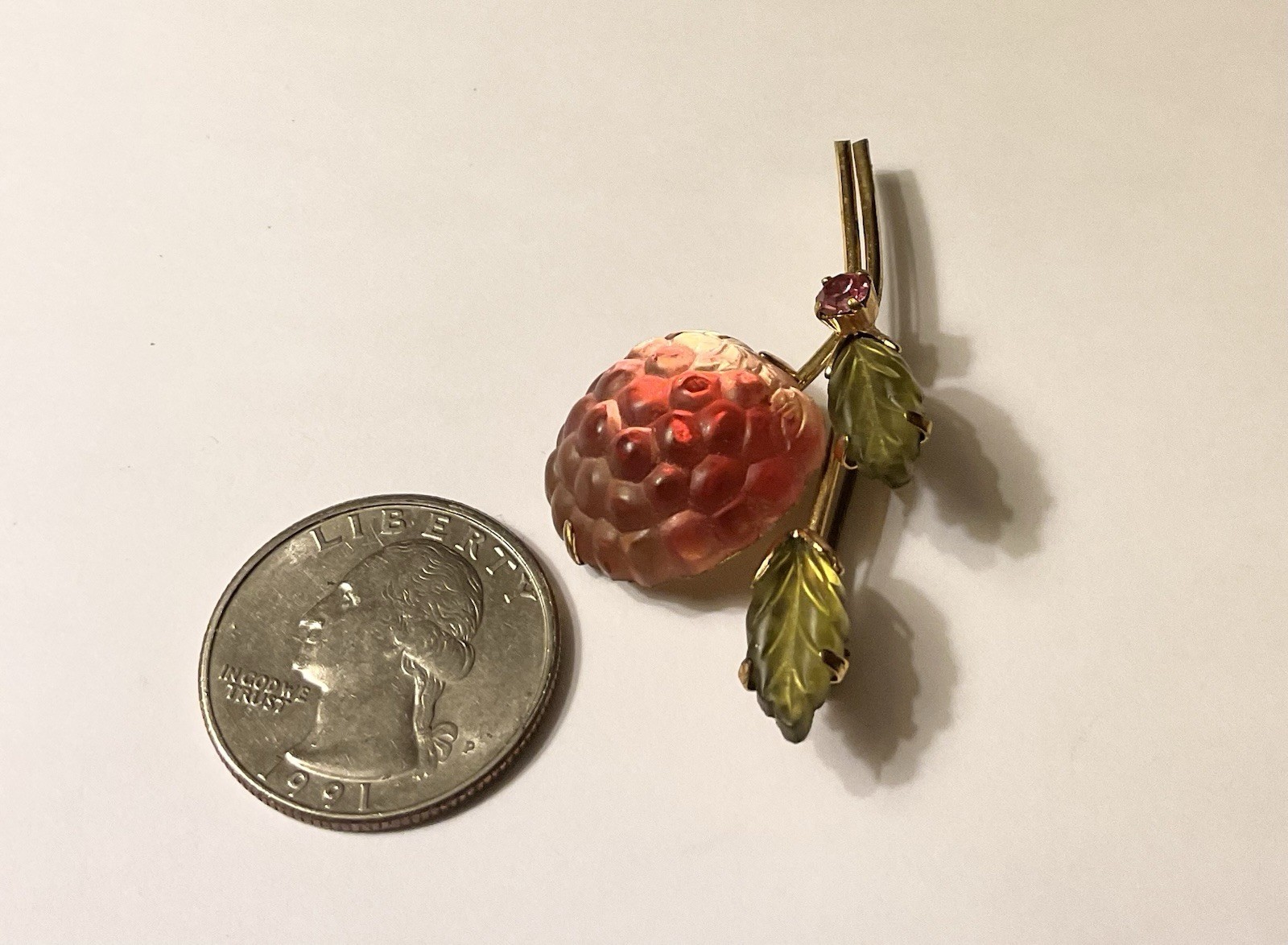Vintage Austrian Frosted Raspberry Brooch