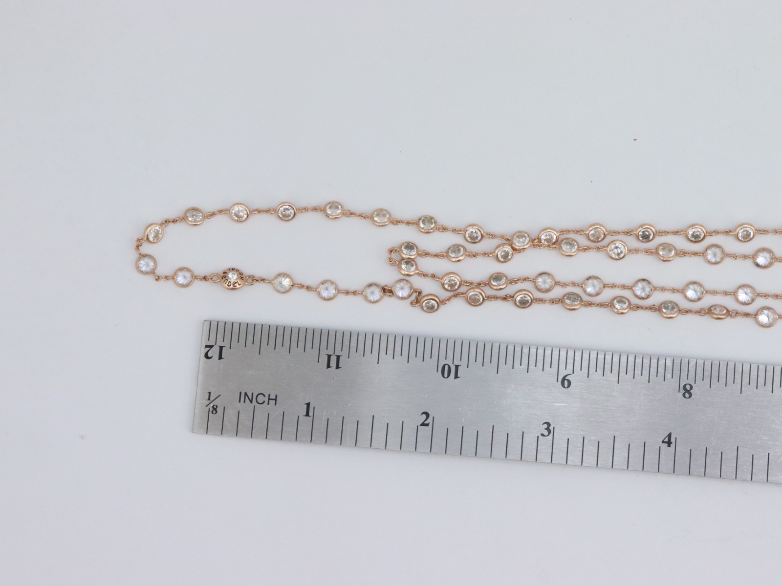 Henri Bendel 925 Sterling Silver Bezel Set Crystal or CZ Necklace Rose Gold Tone