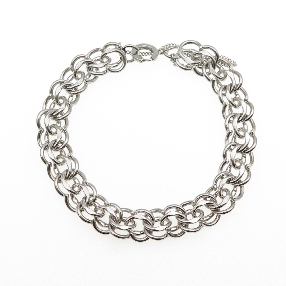 925 Sterling Silver Antique Art Deco Double Rolo Link Bracelet 6.75″