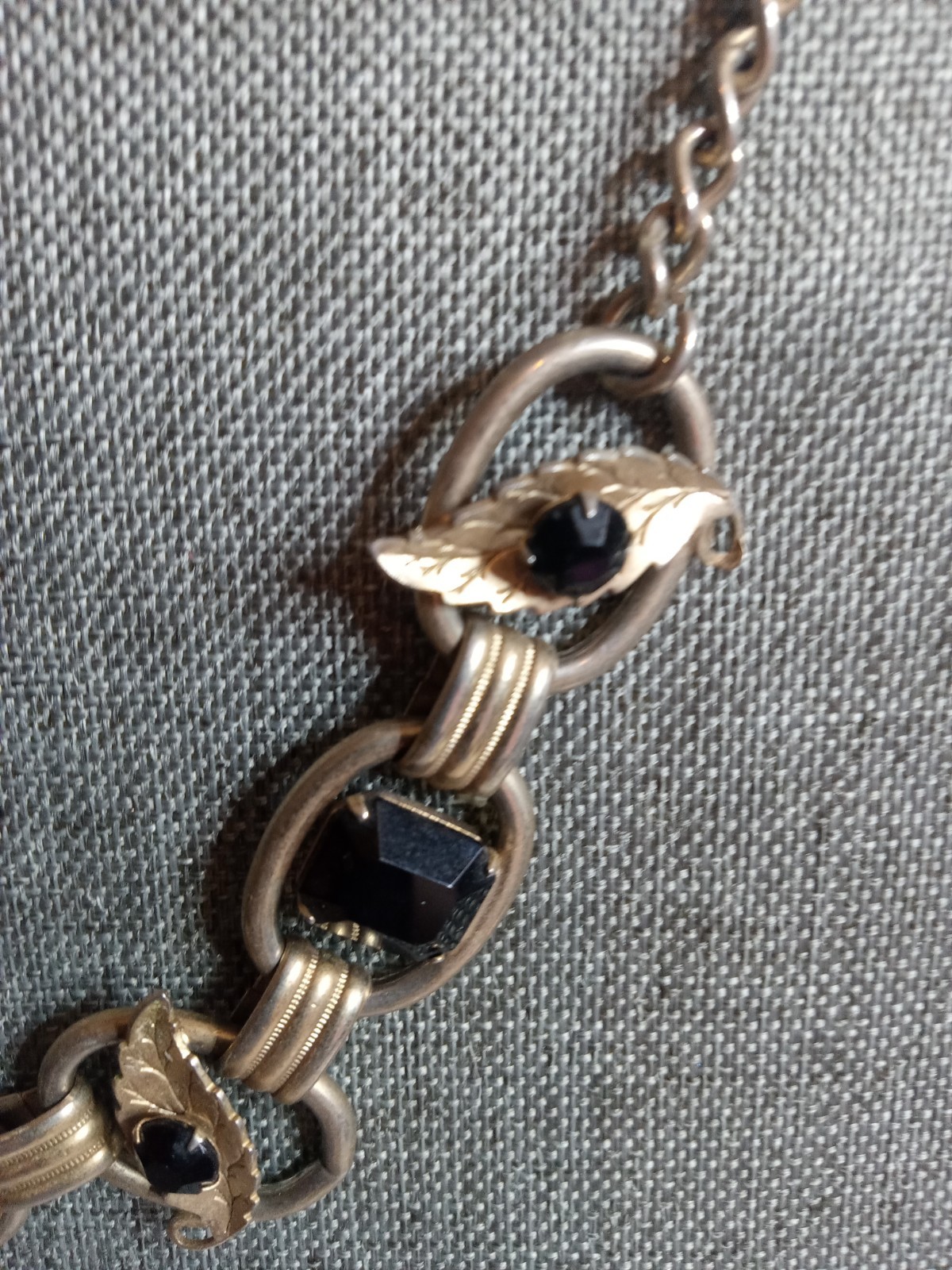 Vintage Mid Century Gold Tone Black Lucite Bead Necklace Classic Statement Wear