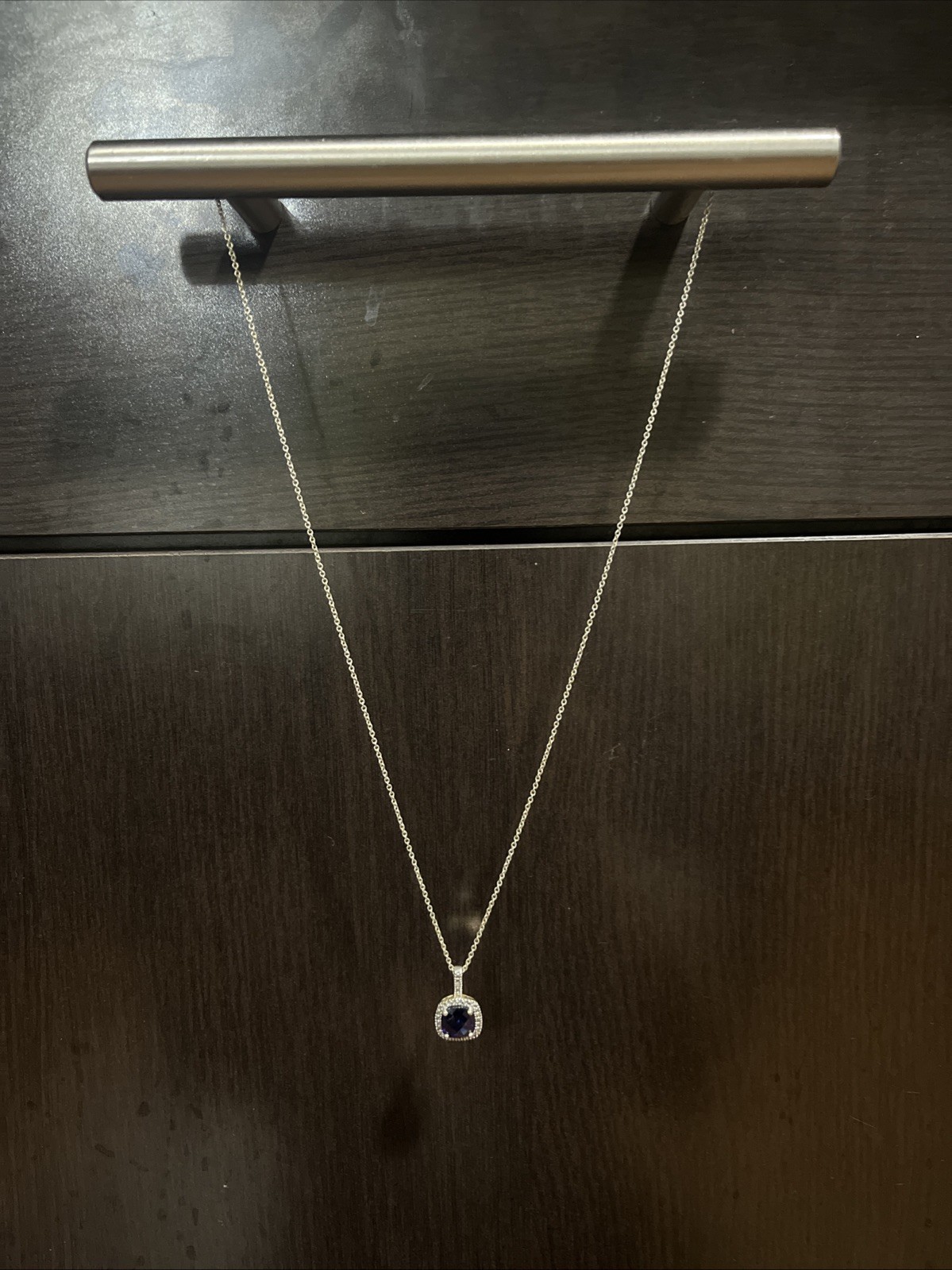 Blue Dimond 24K Yellow Gold Necklace