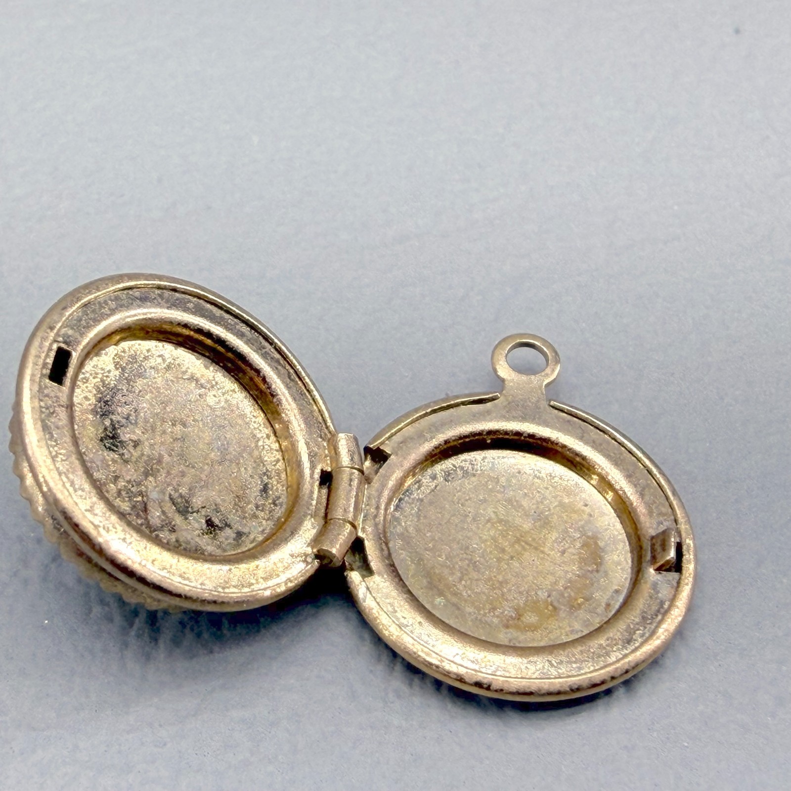 Vintage Gold Tone Locket Painted Flowers Tiny