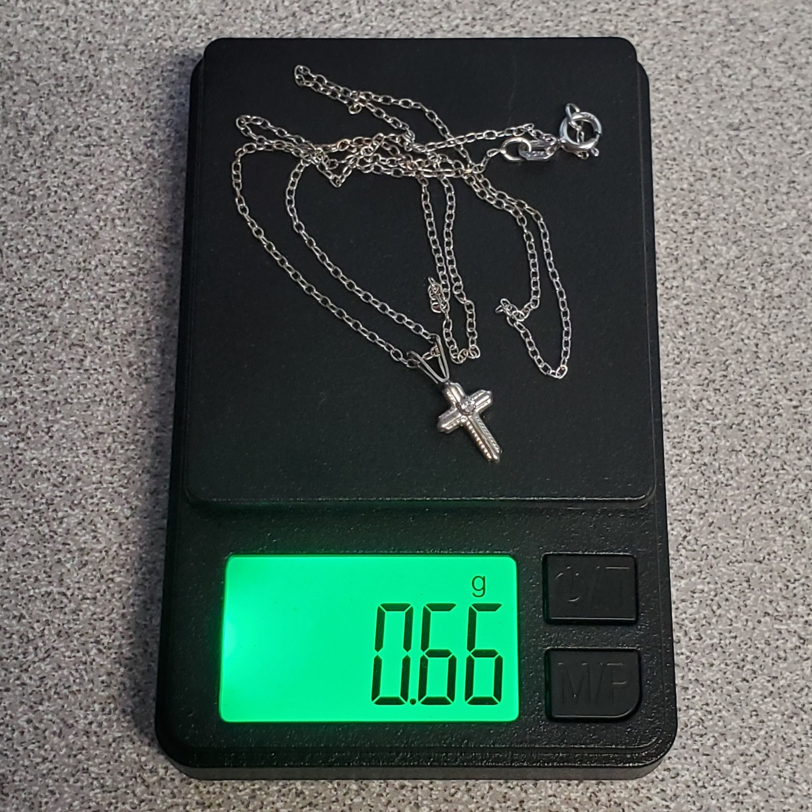 VTG 925 CZ Cross 16in Dainty Necklace 925 Sterling Silver 6.6gtw Tiny Signed JCM