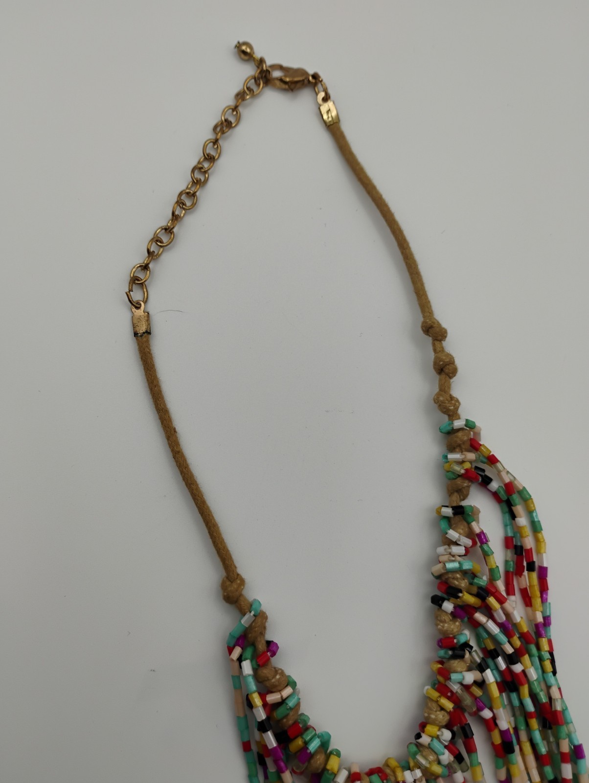 Vintage Bead Fringe Choker Bib Necklace Waterfall Multi Strand