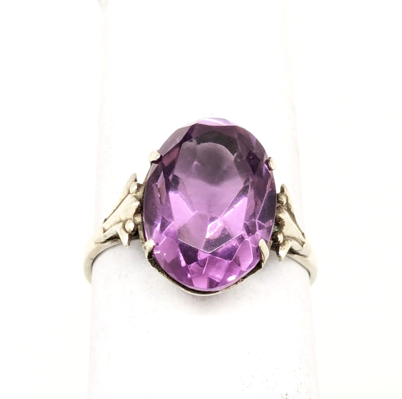 Vintage Soviet RING Silver⭐️875 Star stamp with Amethyst -size: 7US (17mm) | #73
