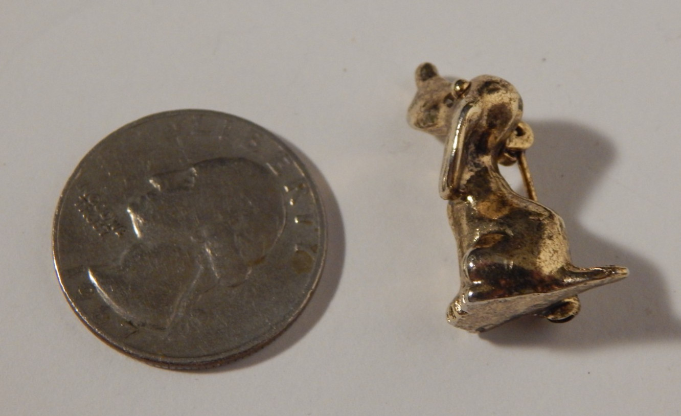 VINTAGE ZENTALL Dog Puppy BROOCH PIN SIGNED GOLD TONED Small 1″ Tall NICE