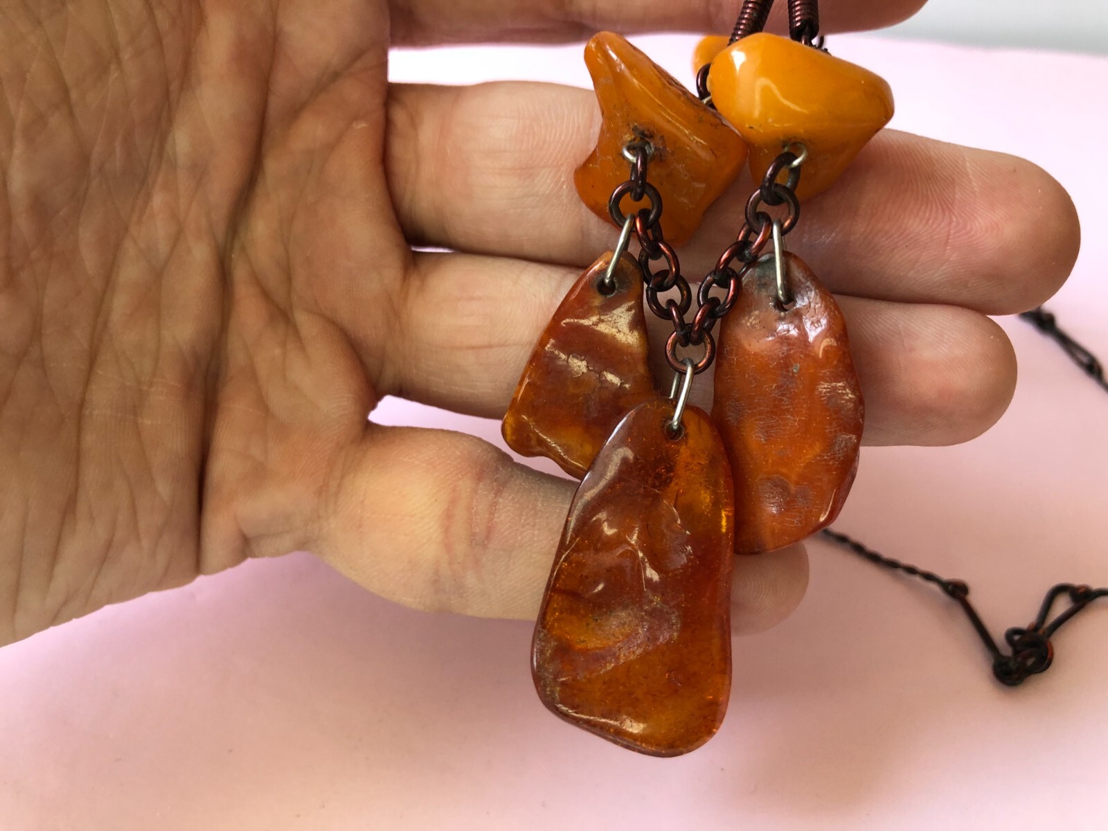 Rare Vintage: Natural Baltic Amber Necklace Beads of different shapes