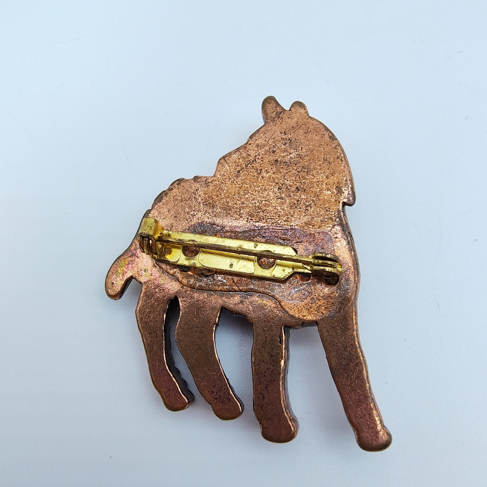 Vintage Zebra Brooch Copper Tone Textured Animal Figural Retro Safari Chic
