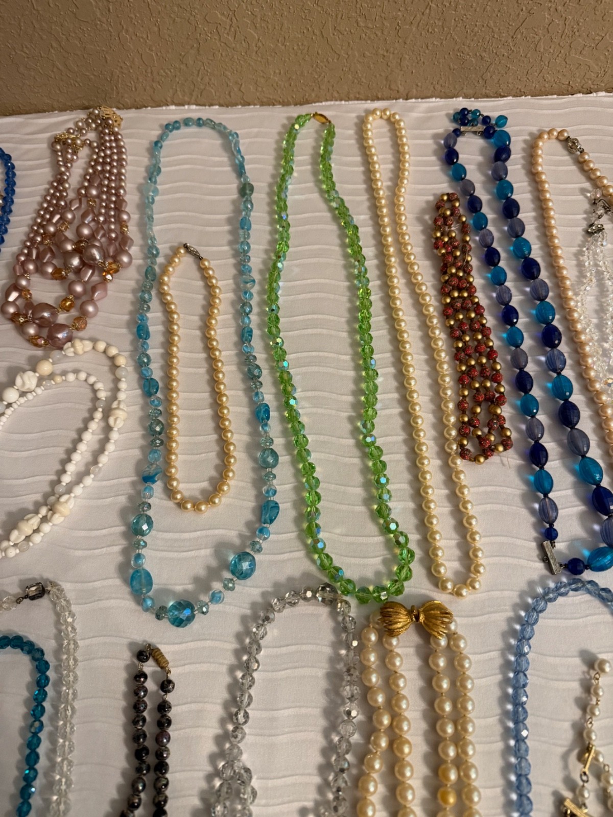 Vintage Jewelry Lot -30 Glass, Crystal, Beaded Strand Necklaces -Ready to Wear