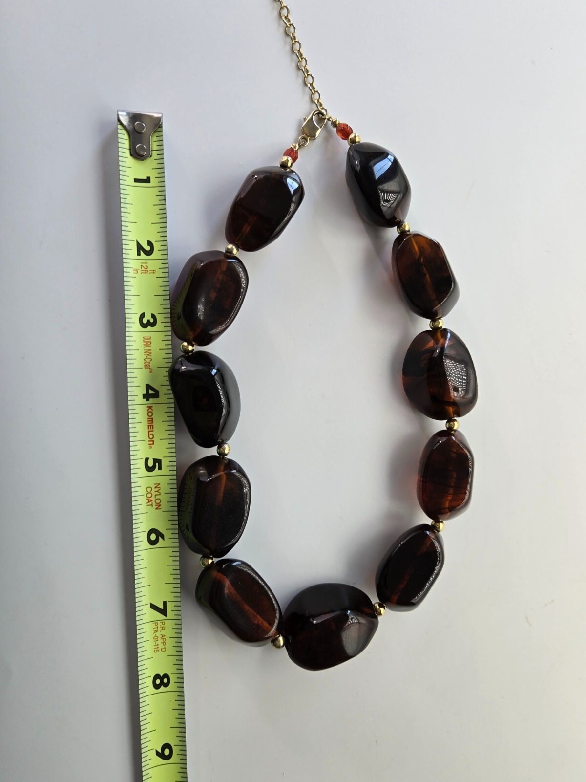 VTG Robert Rose Signed Chunky Faux Amber Bead Necklace Old Money