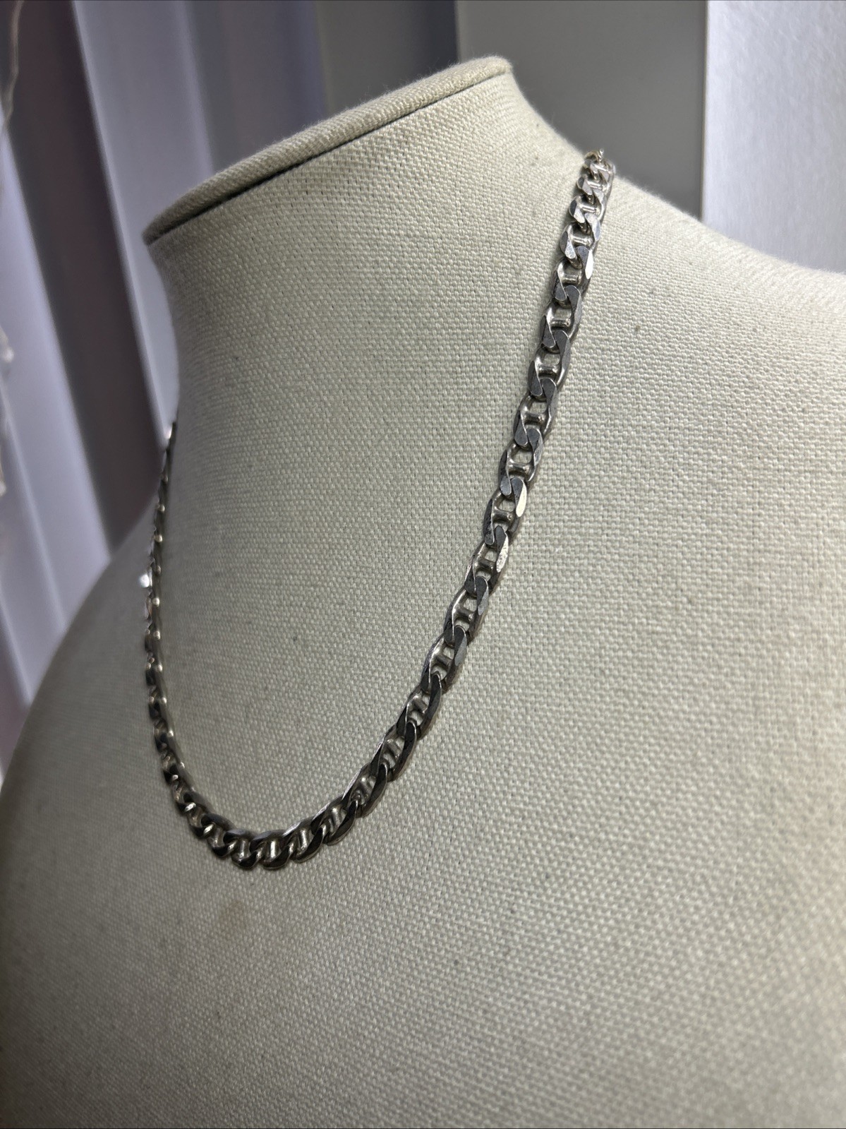 35. MWS Sterling 925 Anchor Mariner 7.3mm link Chain Necklace Italy 20″, 44g