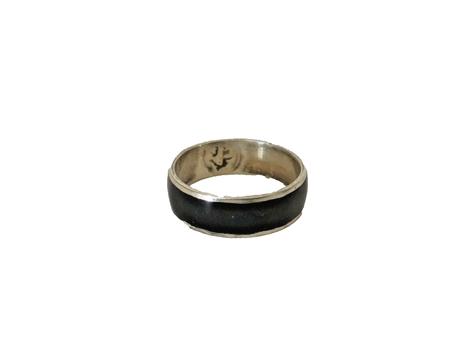 Siam Solid Black Enamel Sterling Silver 925 Vintage NOS Ring Band Sz 7.25