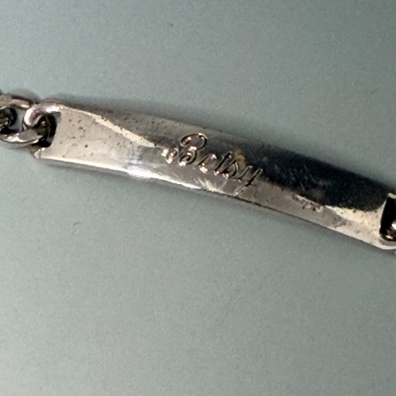 Elco Sterling Silver ID Bracelet Betsy Engraved Curb Chain Heart Clasp 7.25in