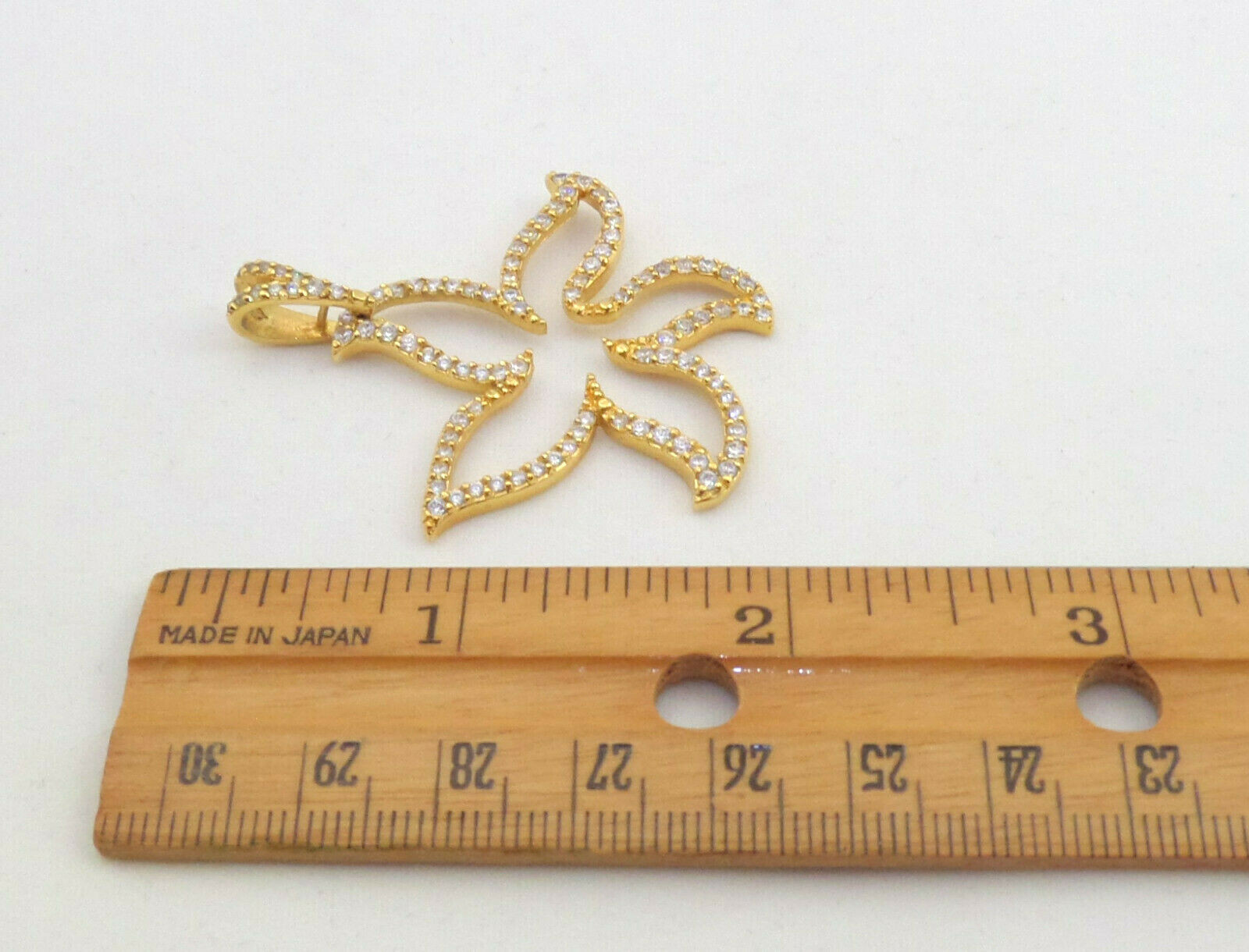 VTG Vermail Sterling Star Flower Pendant With Clear CZ’s Almost 2” Tall DBJ