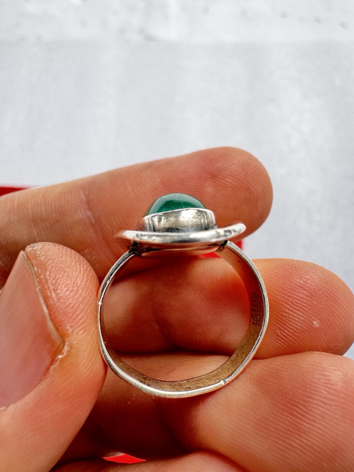 Stunning Niels Erik N.E. FROM Denmark Sterling Silver & Chrysoprase Ring