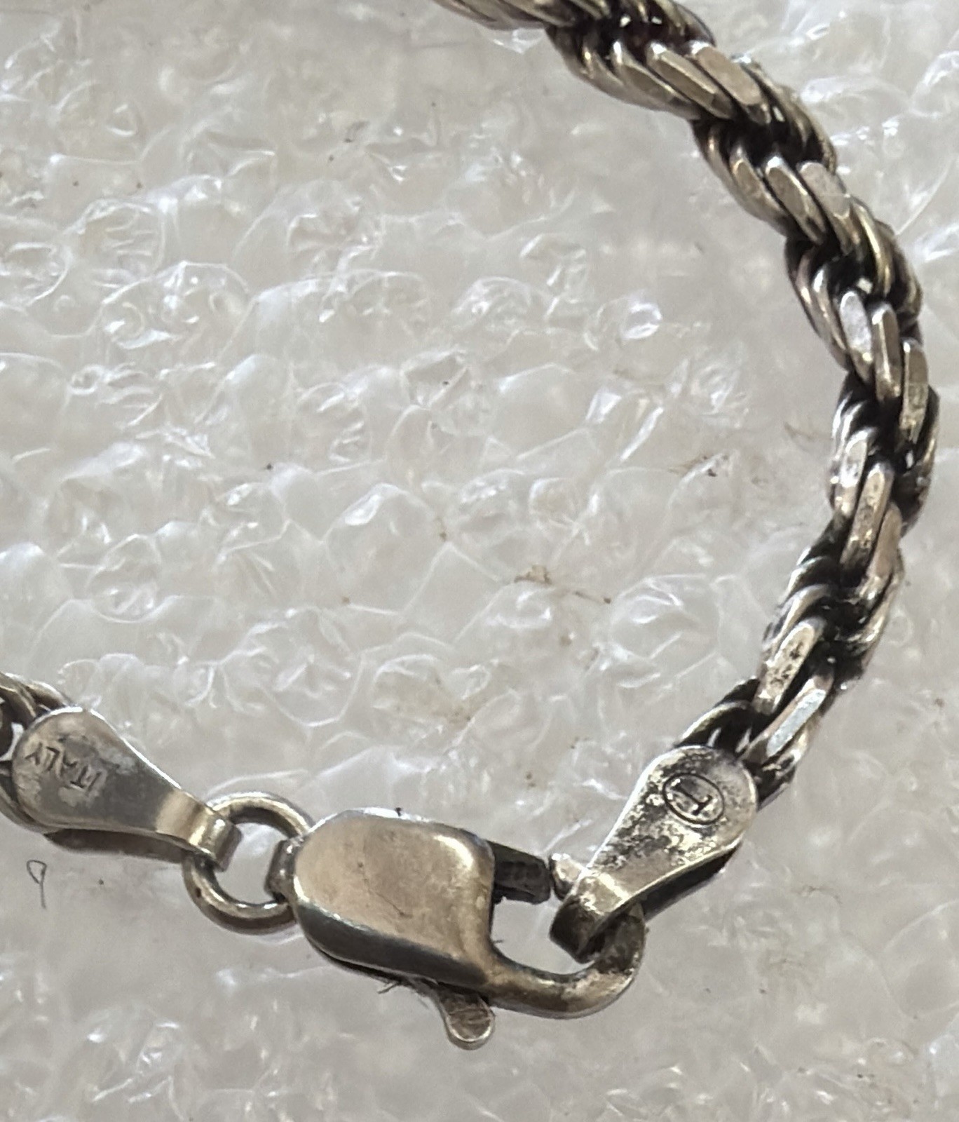21.4g .925 Silver Vintage made in Italy Rope Med Lock Crimp 24Inch Necklace