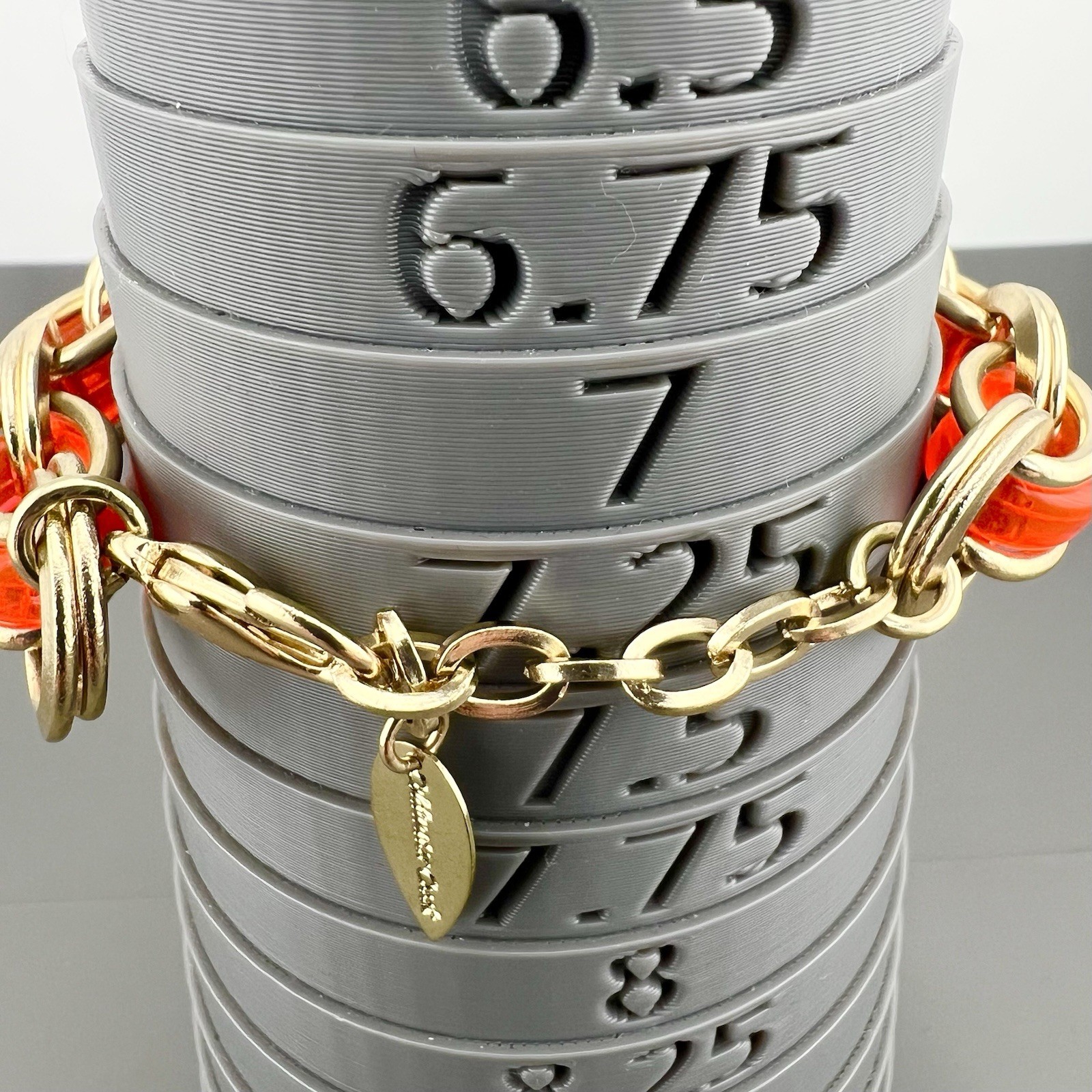 Coldwater Creek Necklace Bracelet Set Lucite Rhinestone Orange Gold Tone Signed