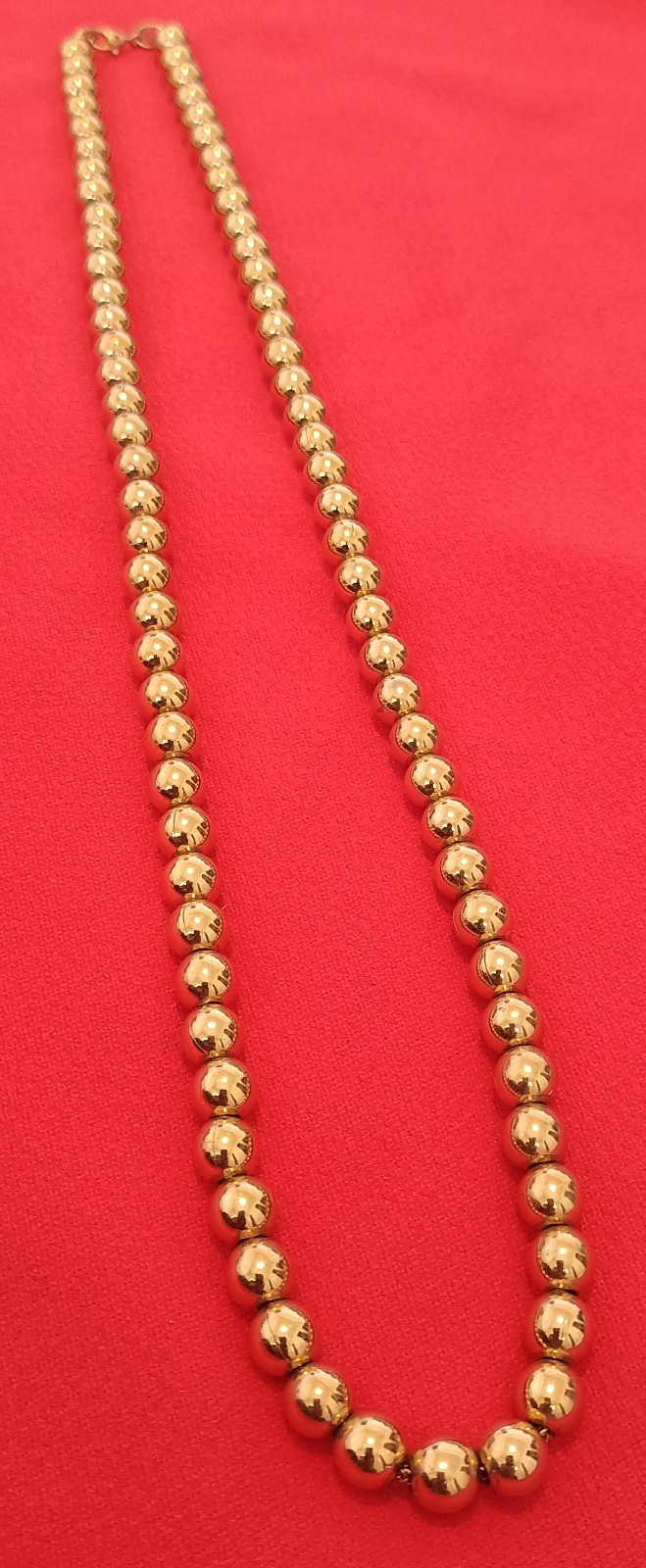 Vintage MCM Monet gold plated 8mm beads Neclace 25” on Chain Heavy Sister Clasp