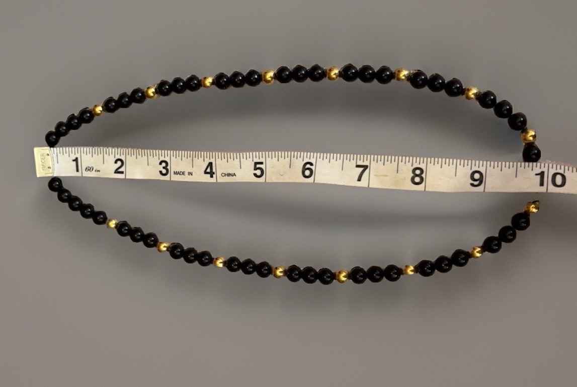 Vintage Gold And Black Beaded Necklace 22 Inches Long