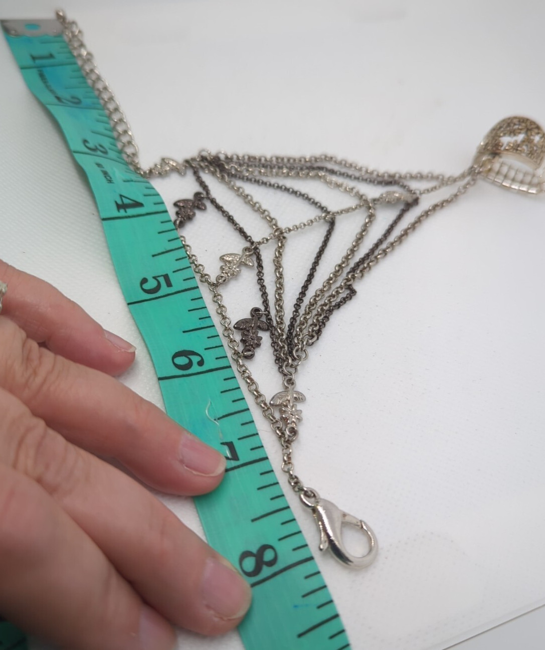 Vintage Hand Chain Ring Bracelet Silver Tone