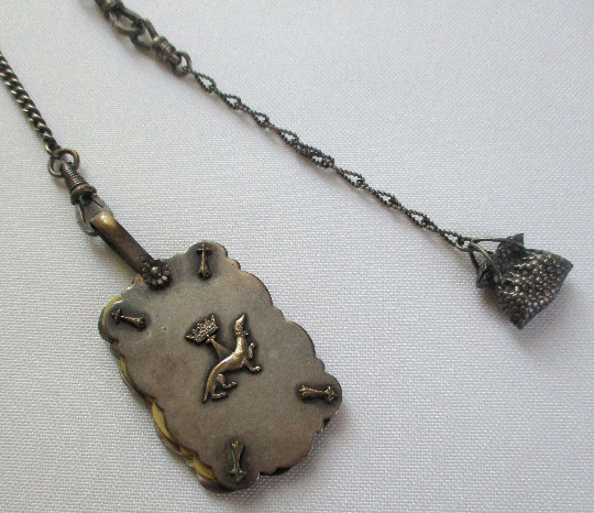 Vintage Fleur de Lis Belt Hook Chatelaine with Chains and Attachments