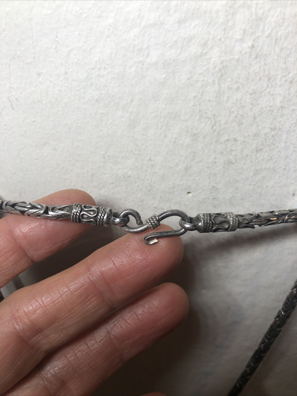 Rare Sterling 925 Solid 3mm Byzantine chain 20″ RAM’s SKULL Pendant Necklace 51g