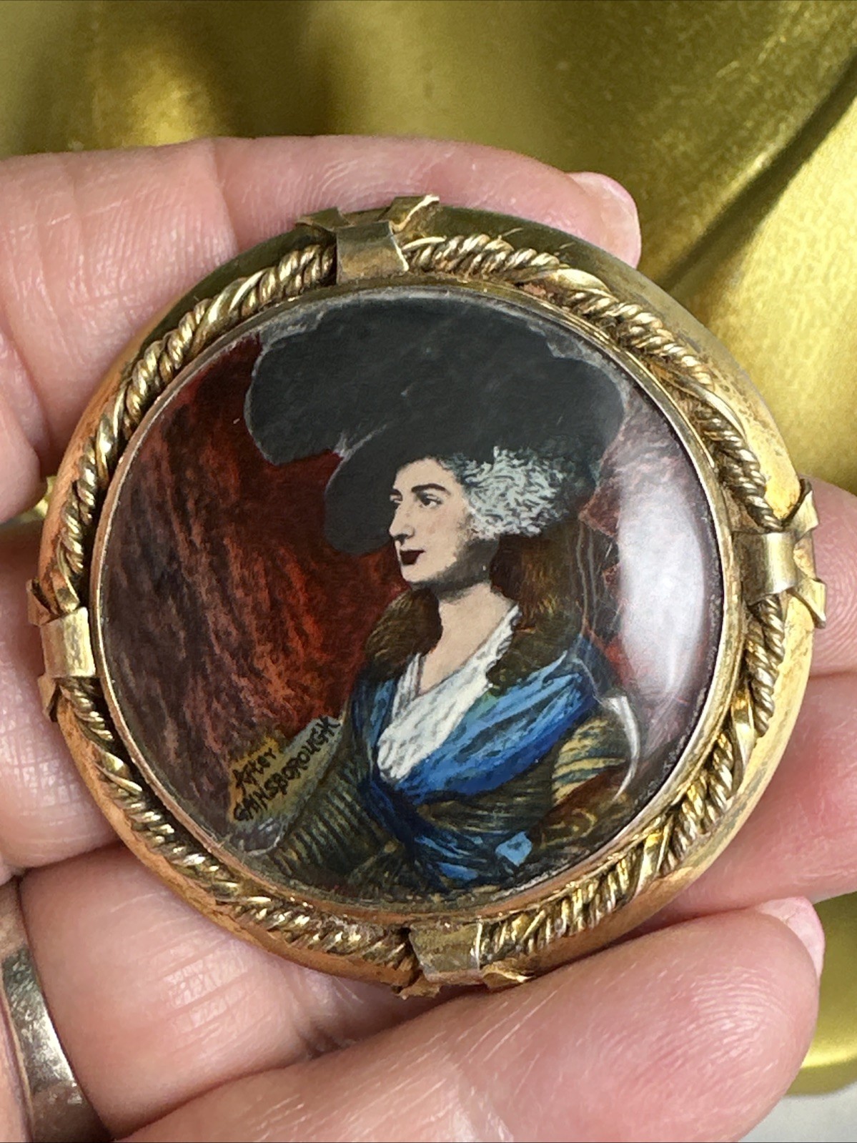 After Gainsborough gold over sterling silver made in England brooch