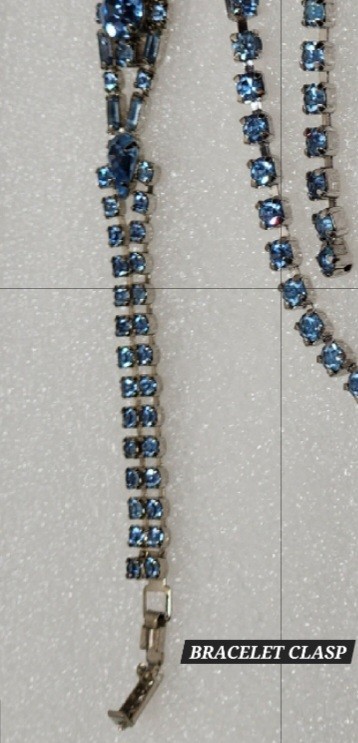1950s Blue Rhinestone Jewelry Set Blue Rhinestone Necklace Earrings Bracelet