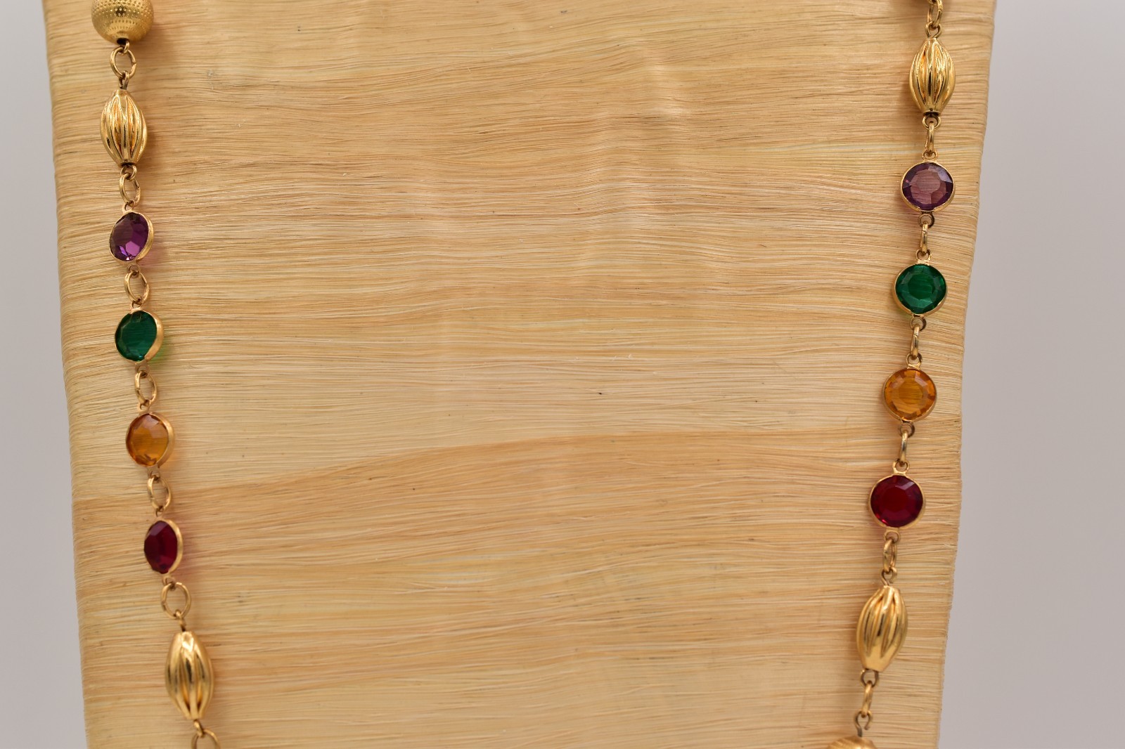 Vintage Austrian Crystal USA Necklace Gold Multicolor Open Bezel Station BinG