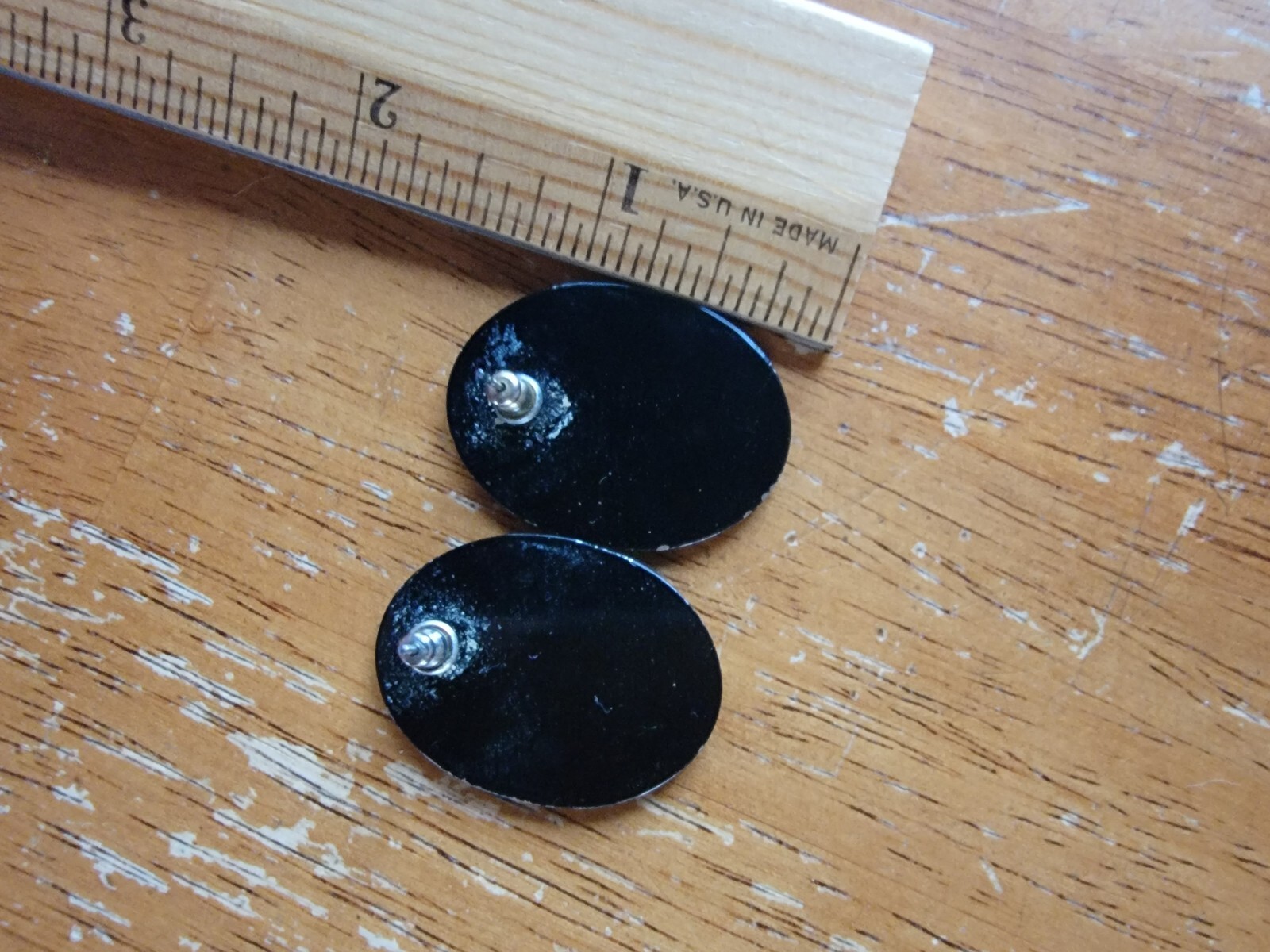 Vintage Gold Redish Brown black Plastic enamel post earrings Boho Style