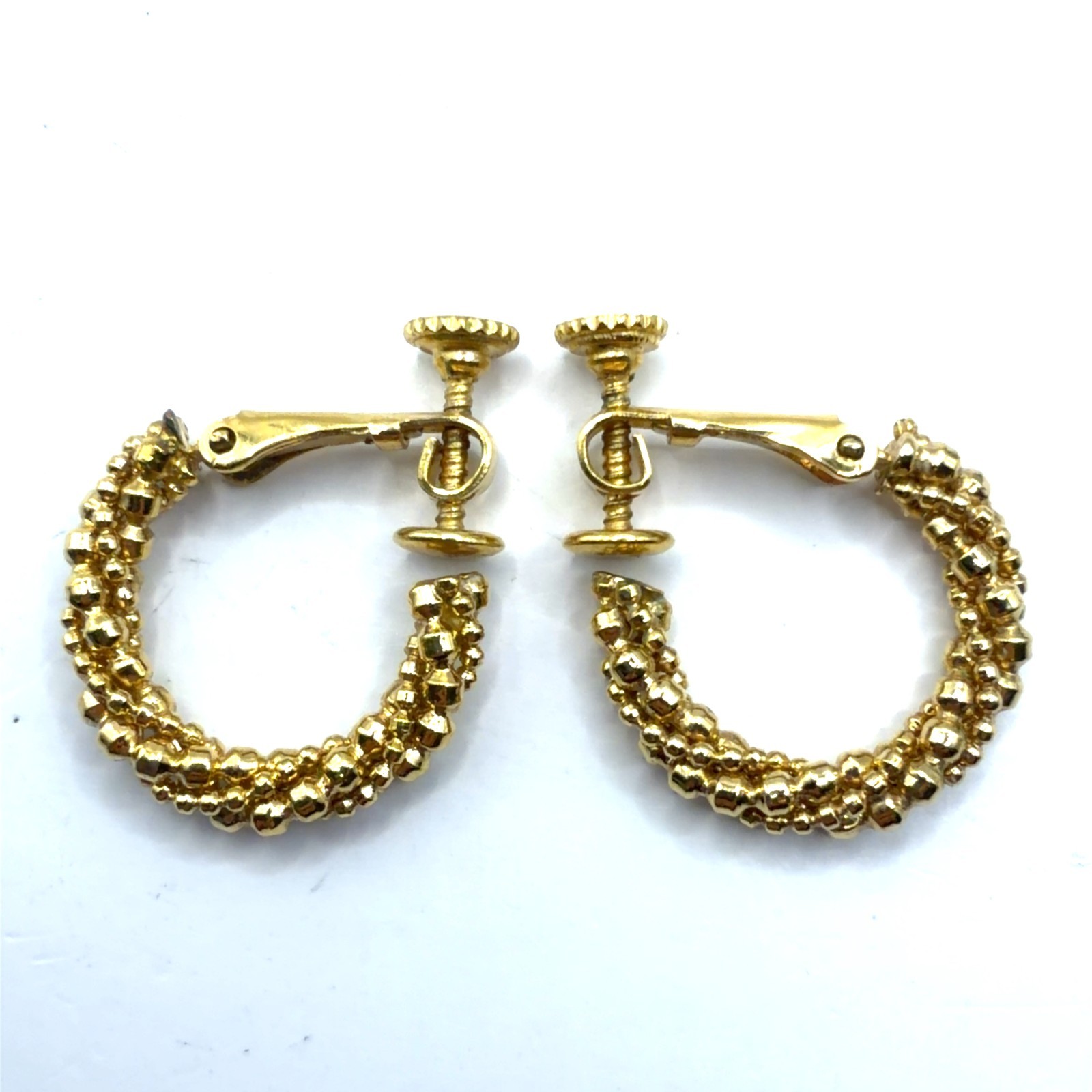 Vintage Napier Woven Rope Adjustable Clip on Gold Tone Earrings