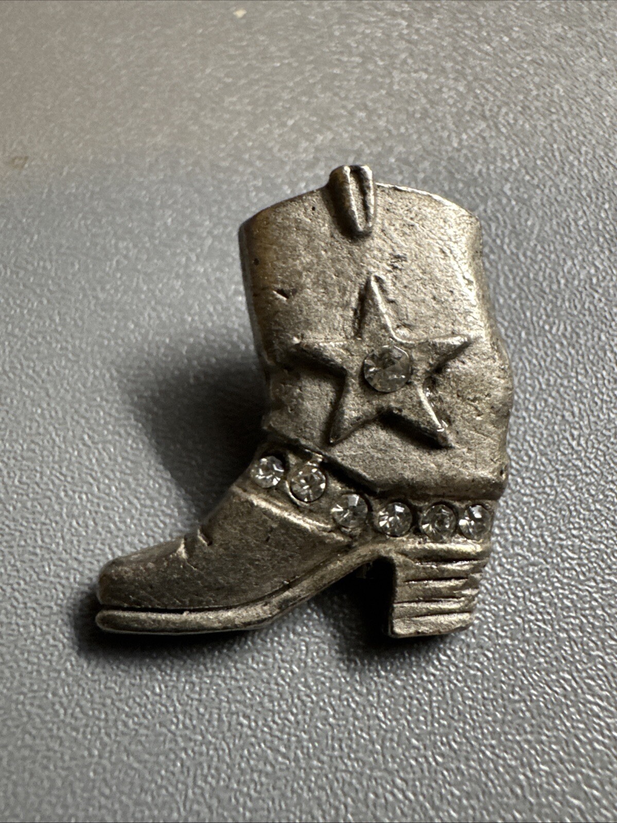 Silver Tone Small Cowboy Boot Charm Crafting 1” Pin Western